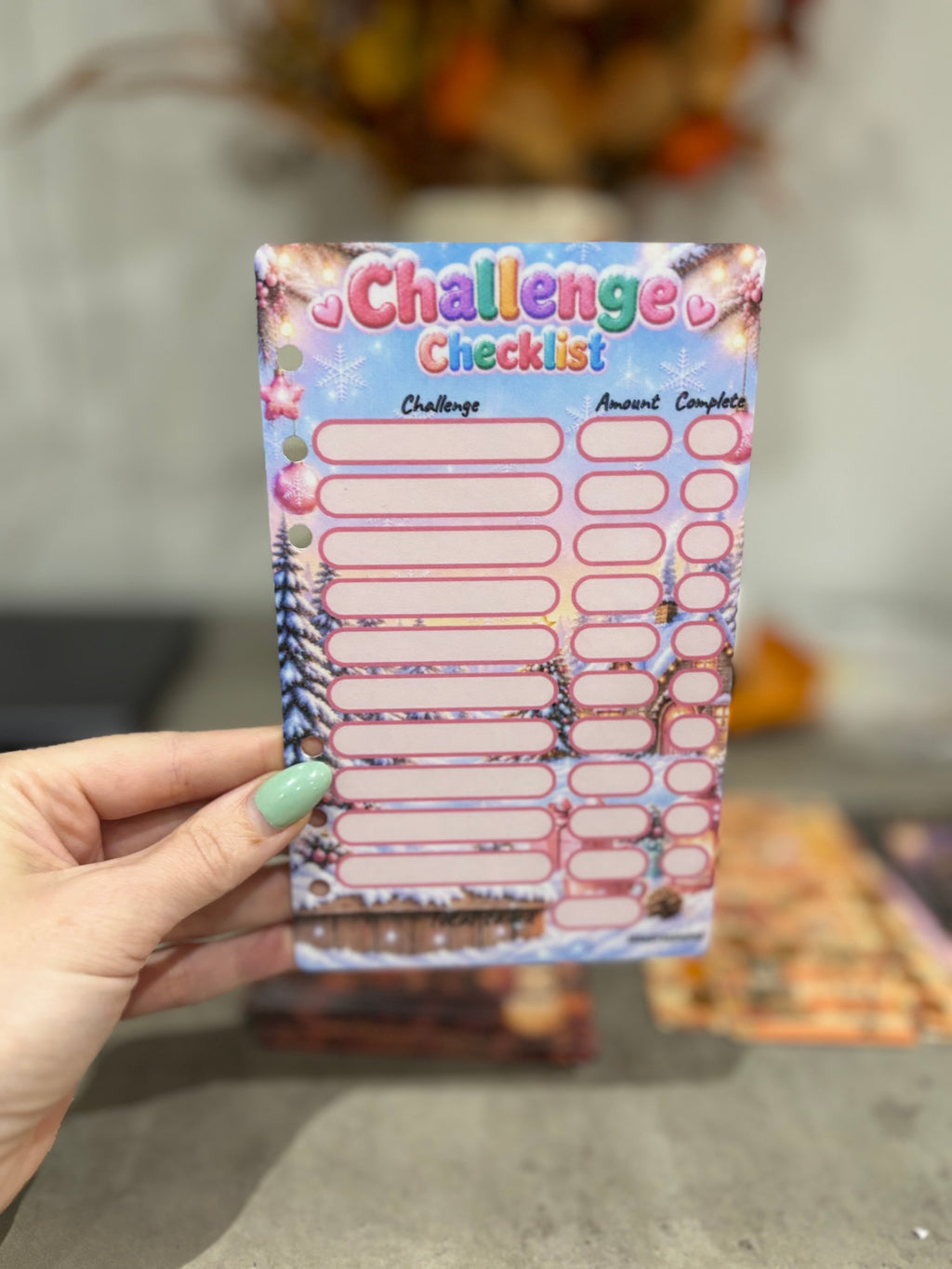 Winter - Christmas challenge checklist and cash tracker