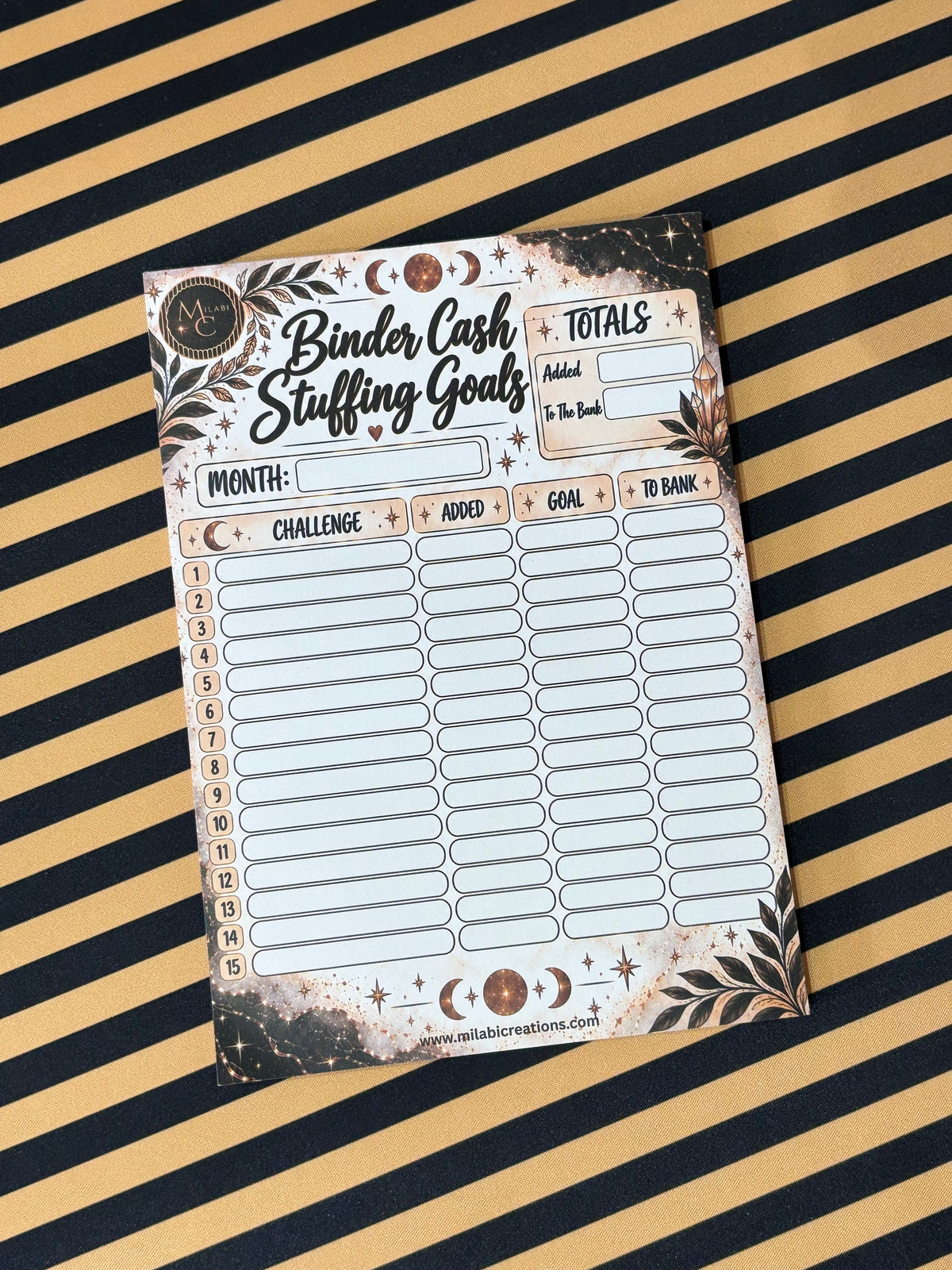 Binder Cash Stuffing Goals A5 size notepad