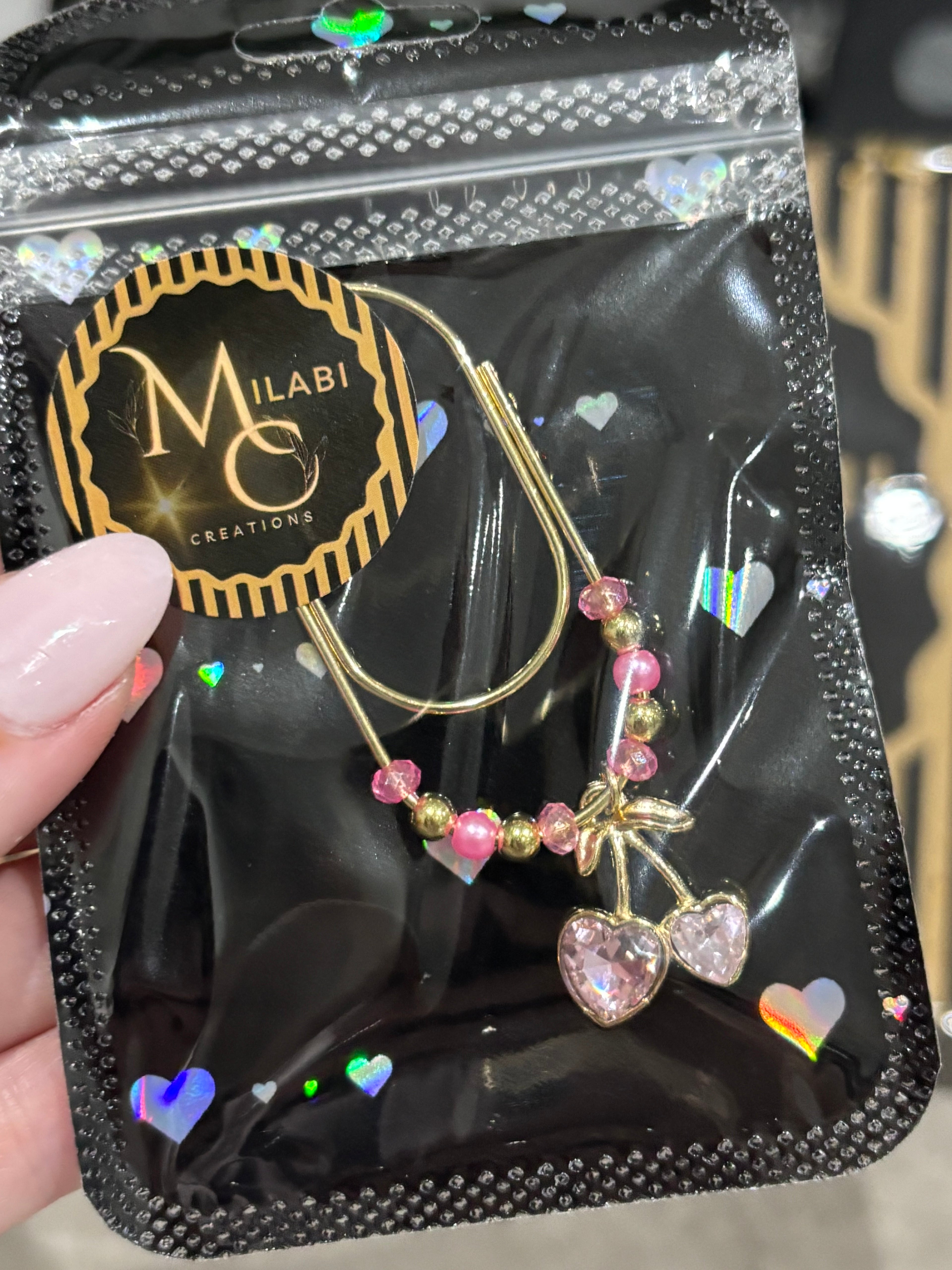 Diamond cherry hearts (pink)