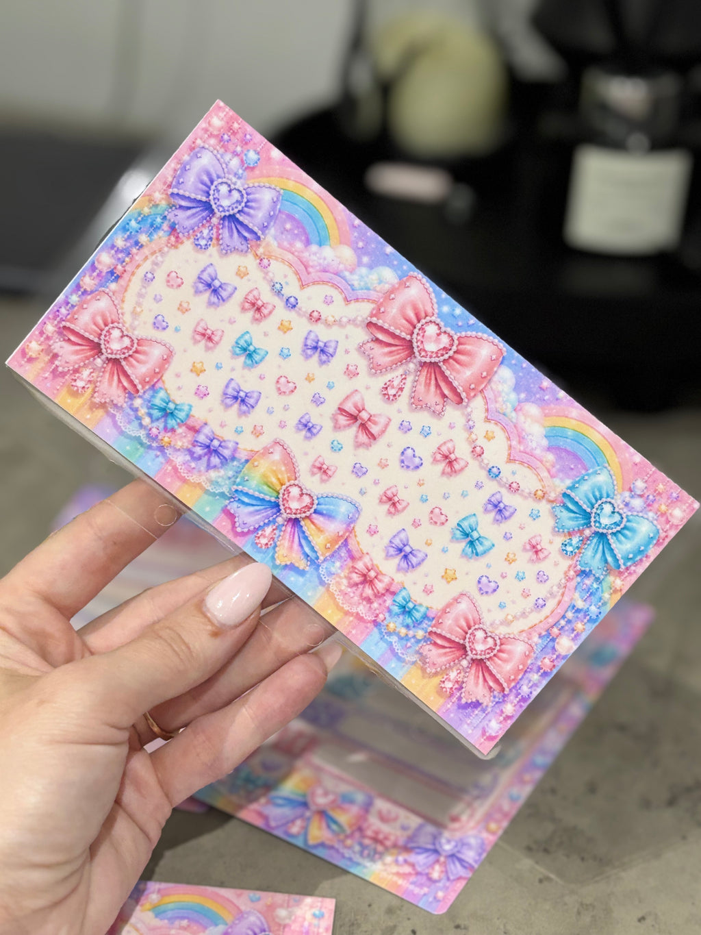 Pastel bows double sided a6 binder wallets and matching dashboard, glossy finish. Option 1-6 or 1-10 Challenge wallets