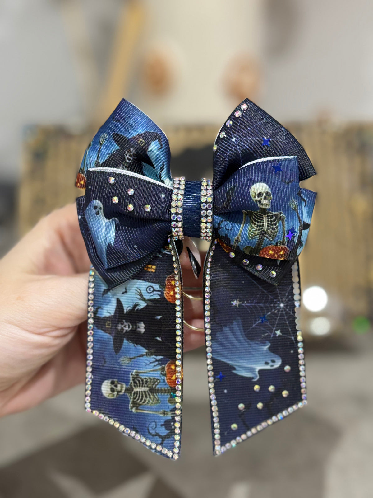 Halloween skeleton binder bow clip
