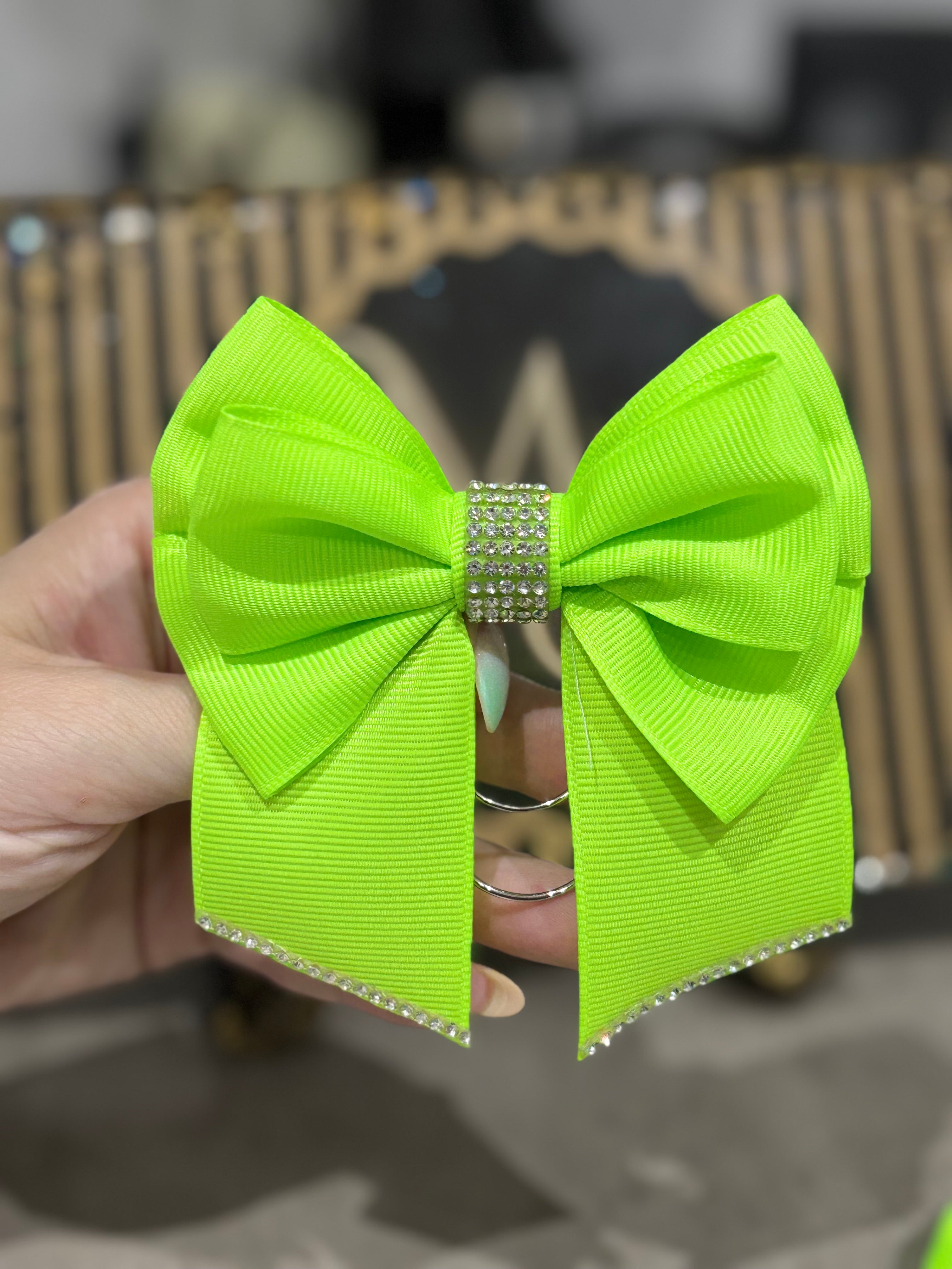 Bright green binder bow clip