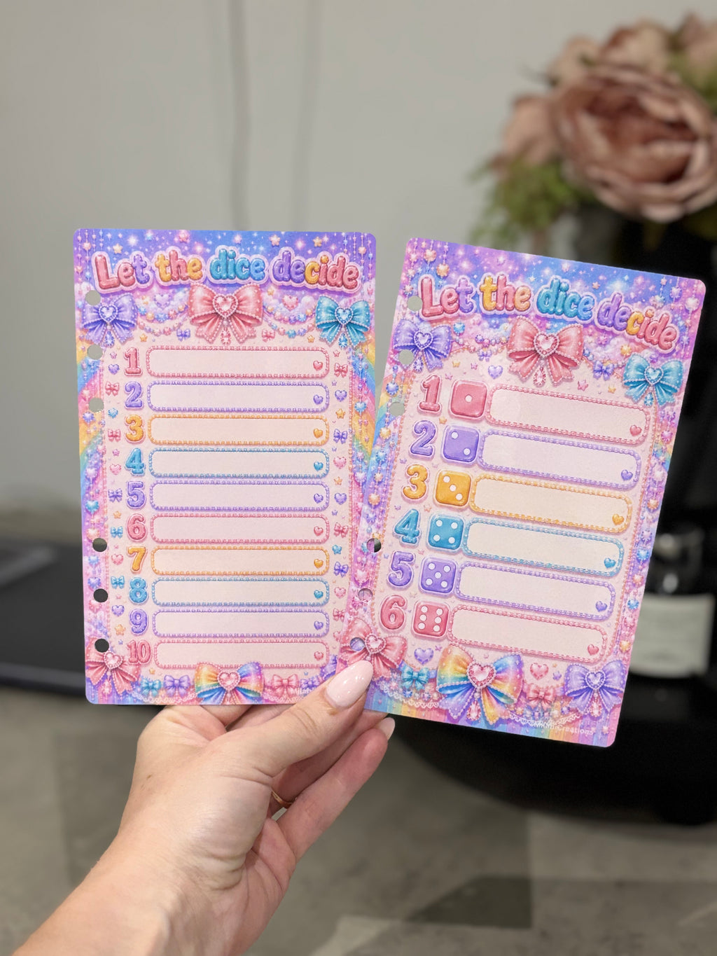 Pastel bows double sided a6 binder wallets and matching dashboard, glossy finish. Option 1-6 or 1-10 Challenge wallets
