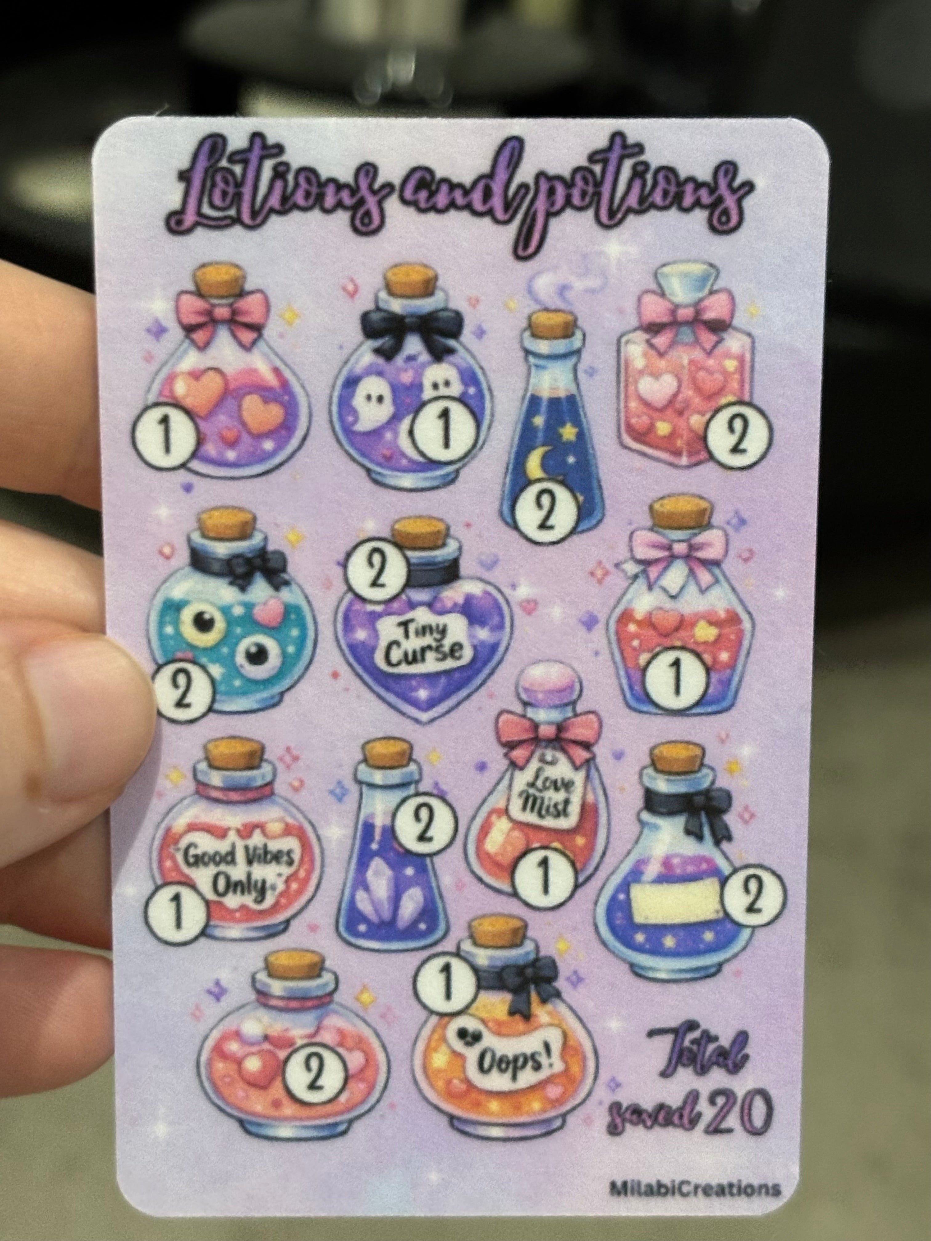 Lotions and potions pocket challenge