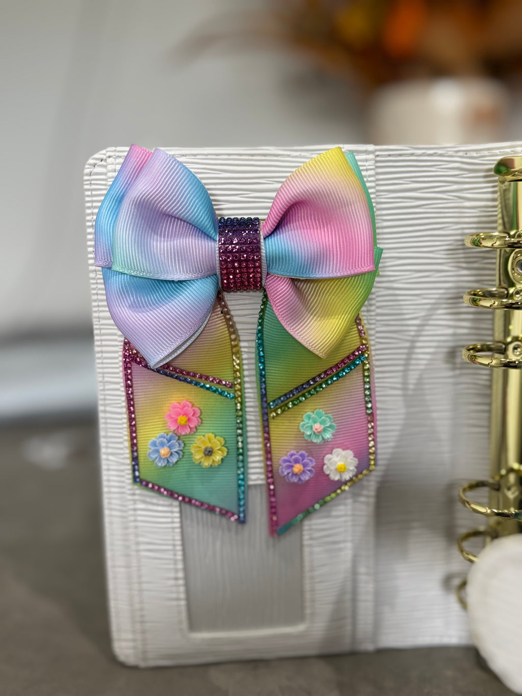Pastel rainbow binder bow clip