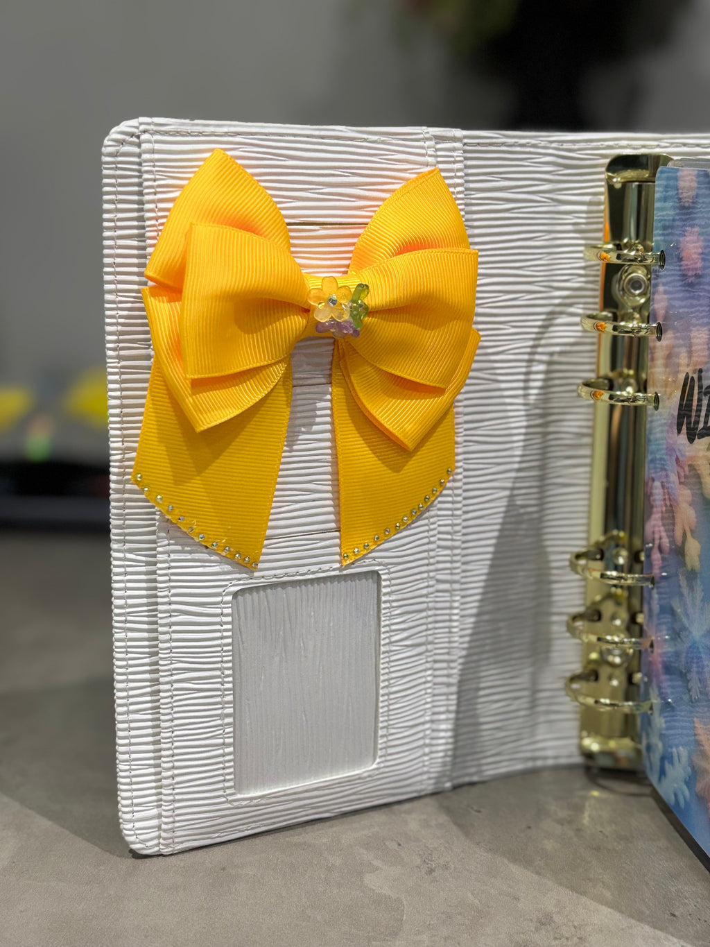 Bright orange binder bow clip