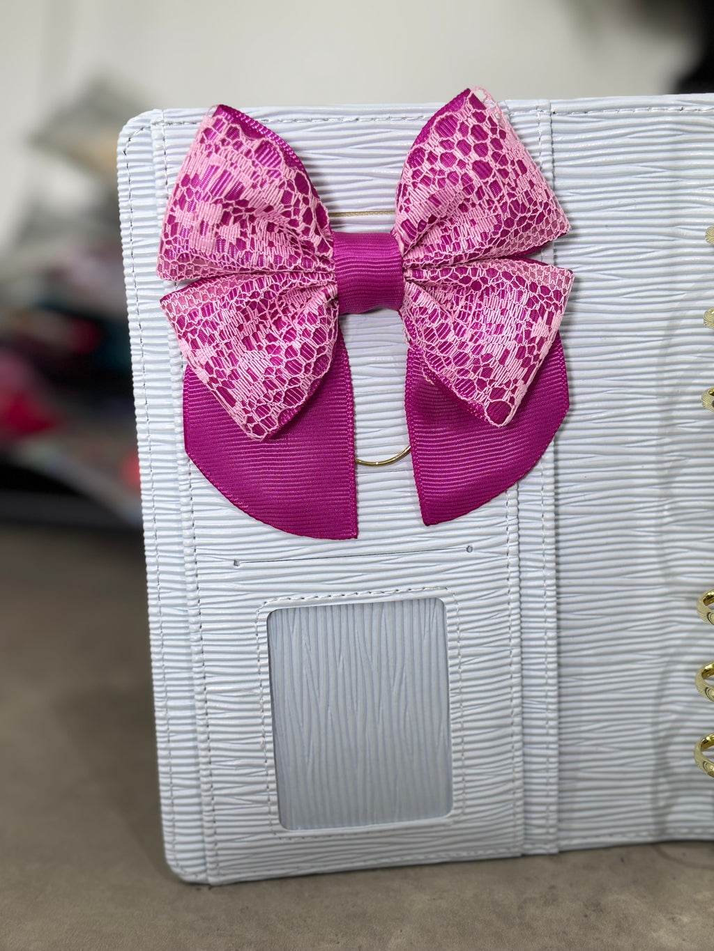 Purple bow binder clip