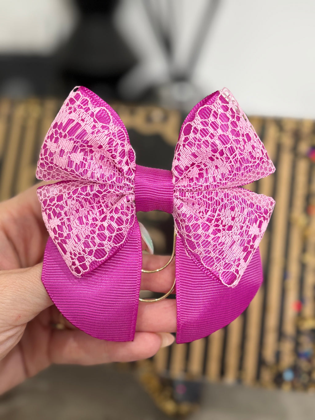 Purple bow binder clip