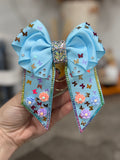 Baby blue butterflies binder bow clip