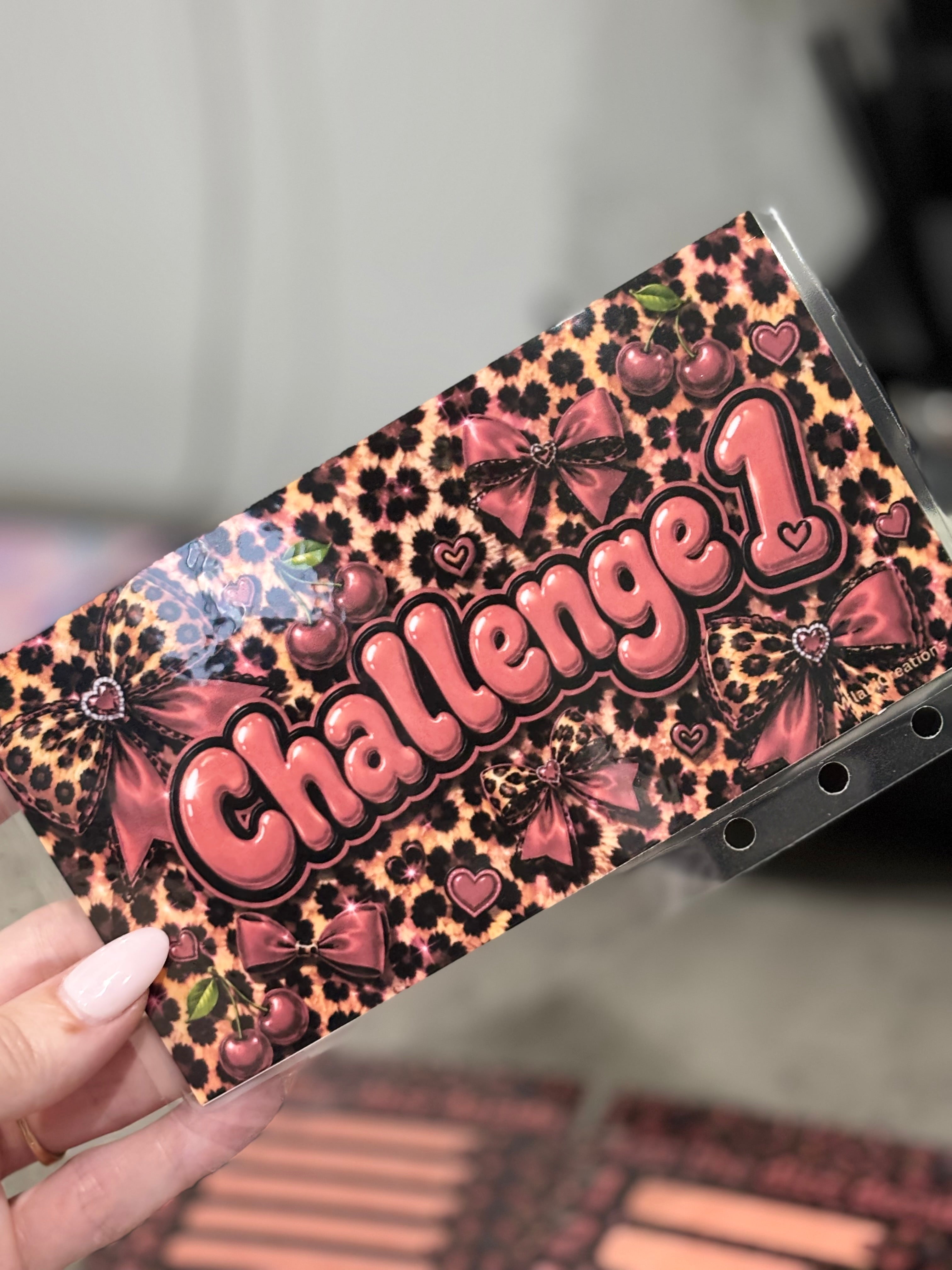 Leopard print double sided a6 binder wallets and matching dashboard, glossy finish. Option 1-6 or 1-10 Challenge wallets