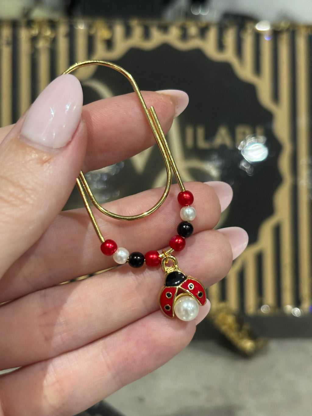 Ladybug binder clip charm