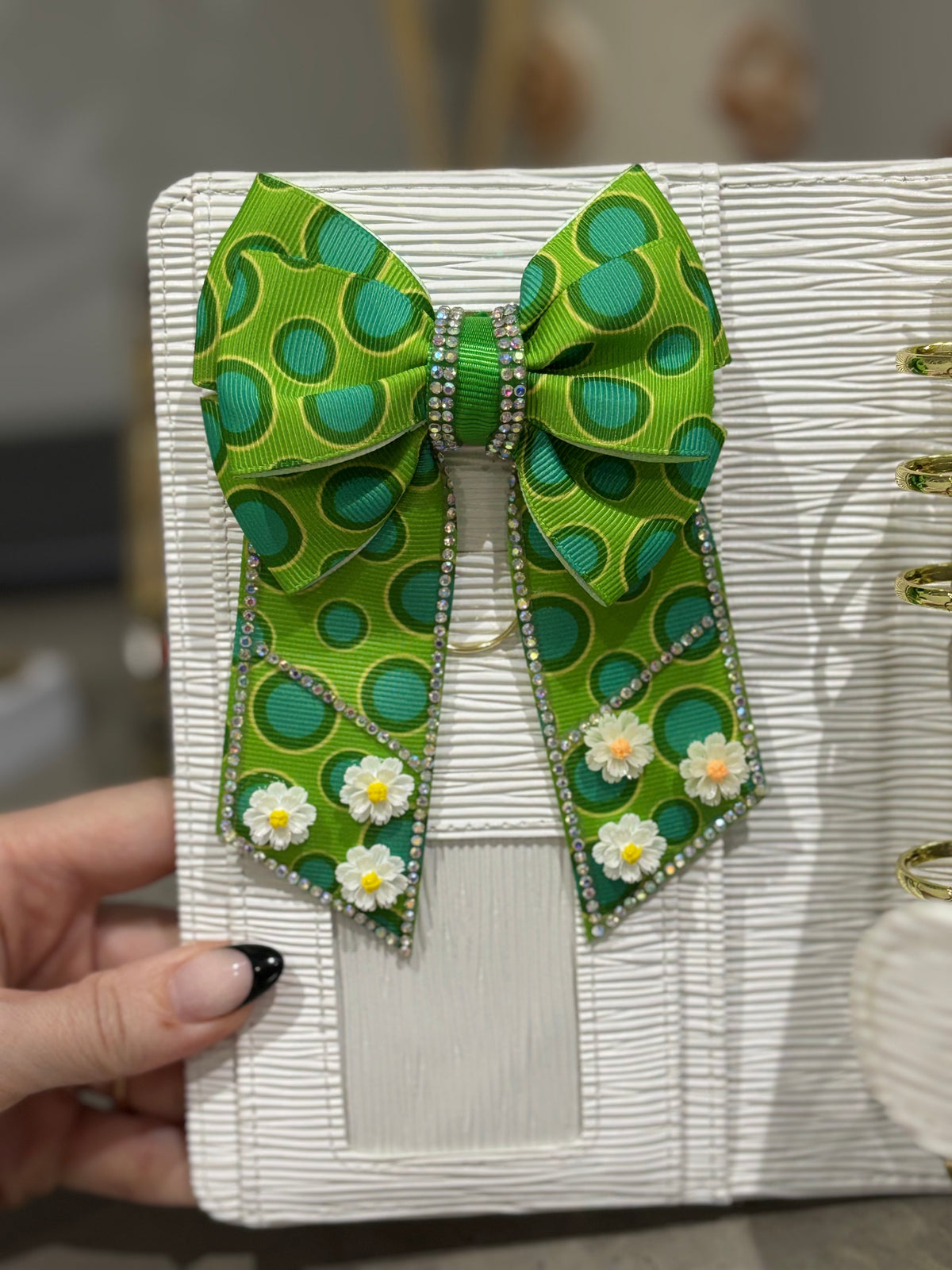 Green circles binder bow clip