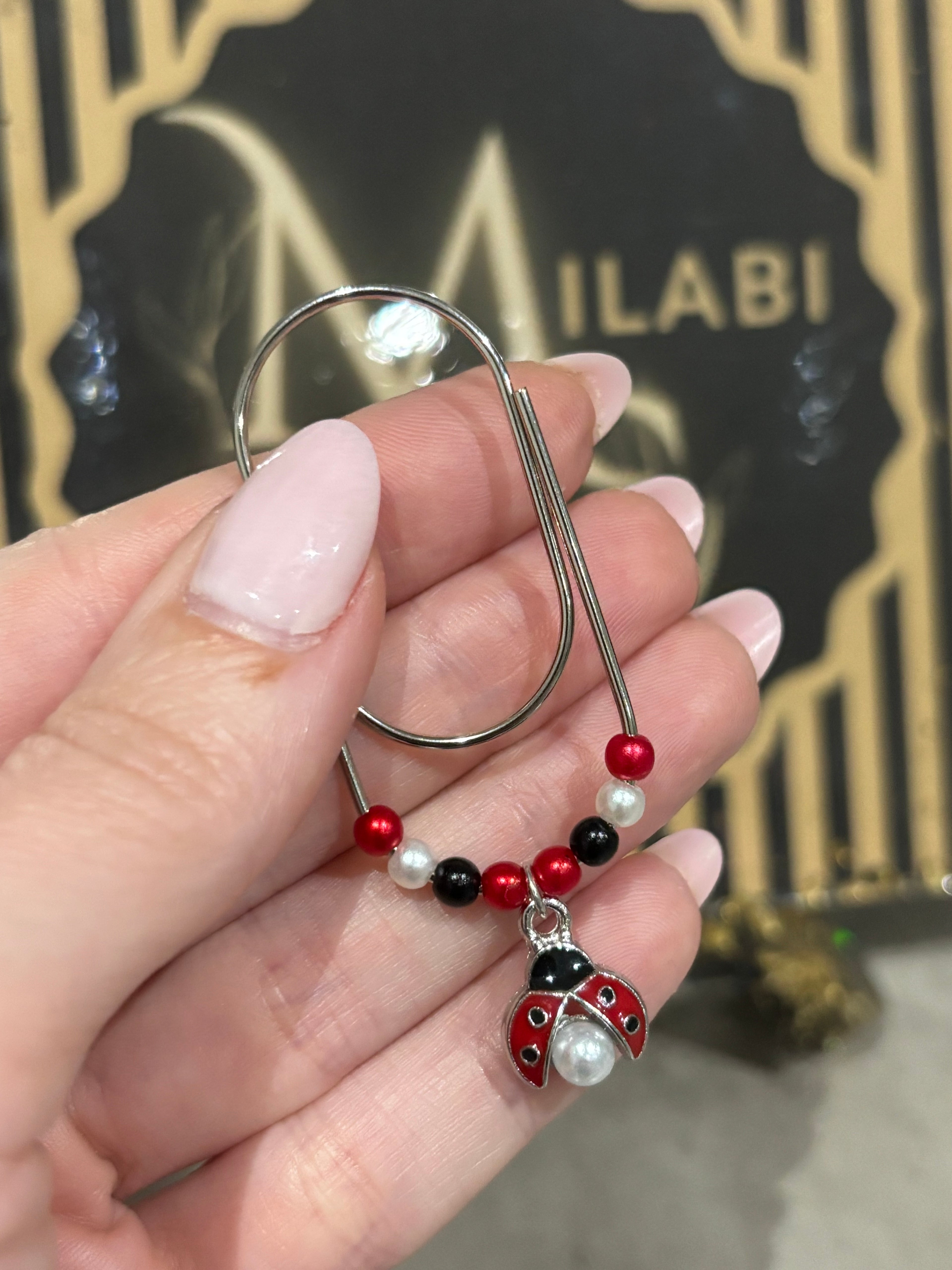 Ladybug binder clip charm