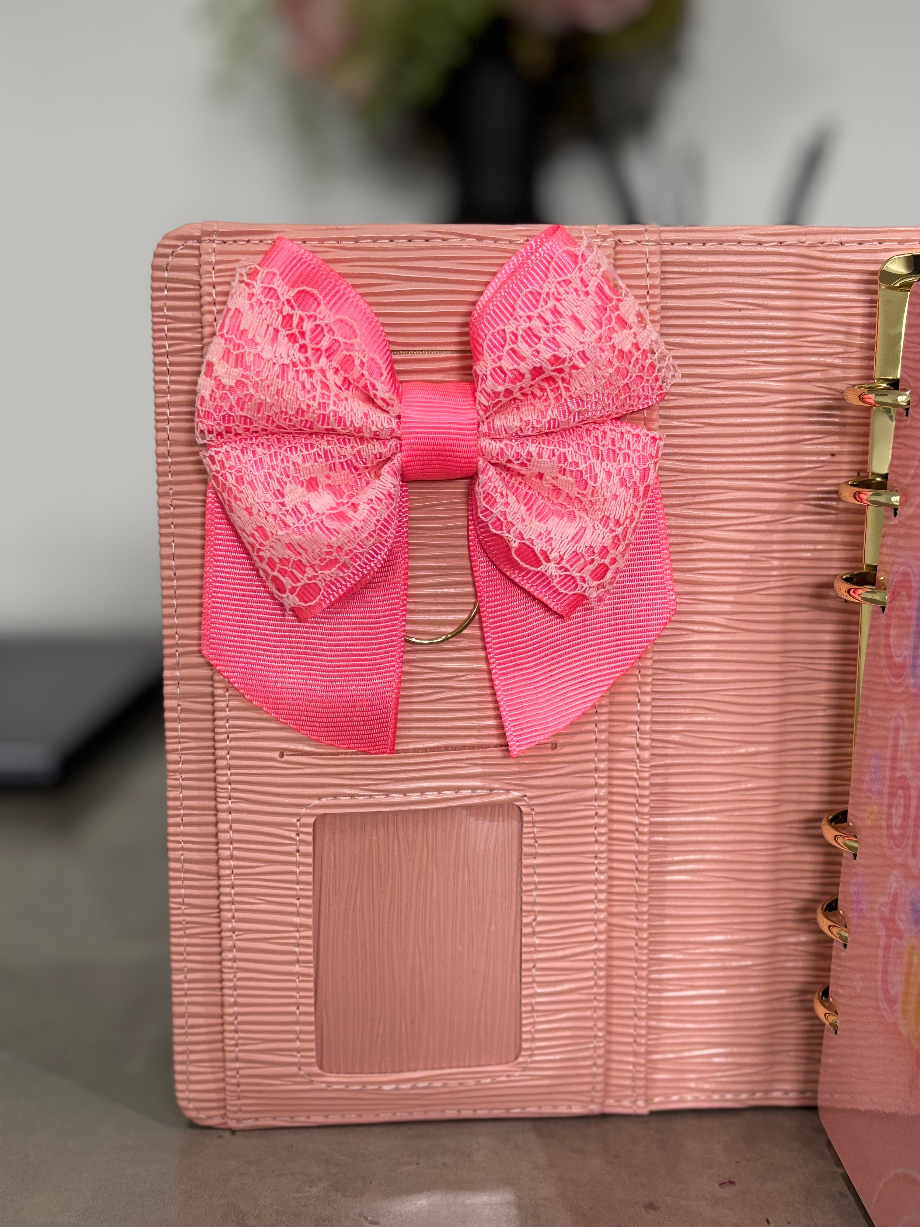 Pink bow binder clip