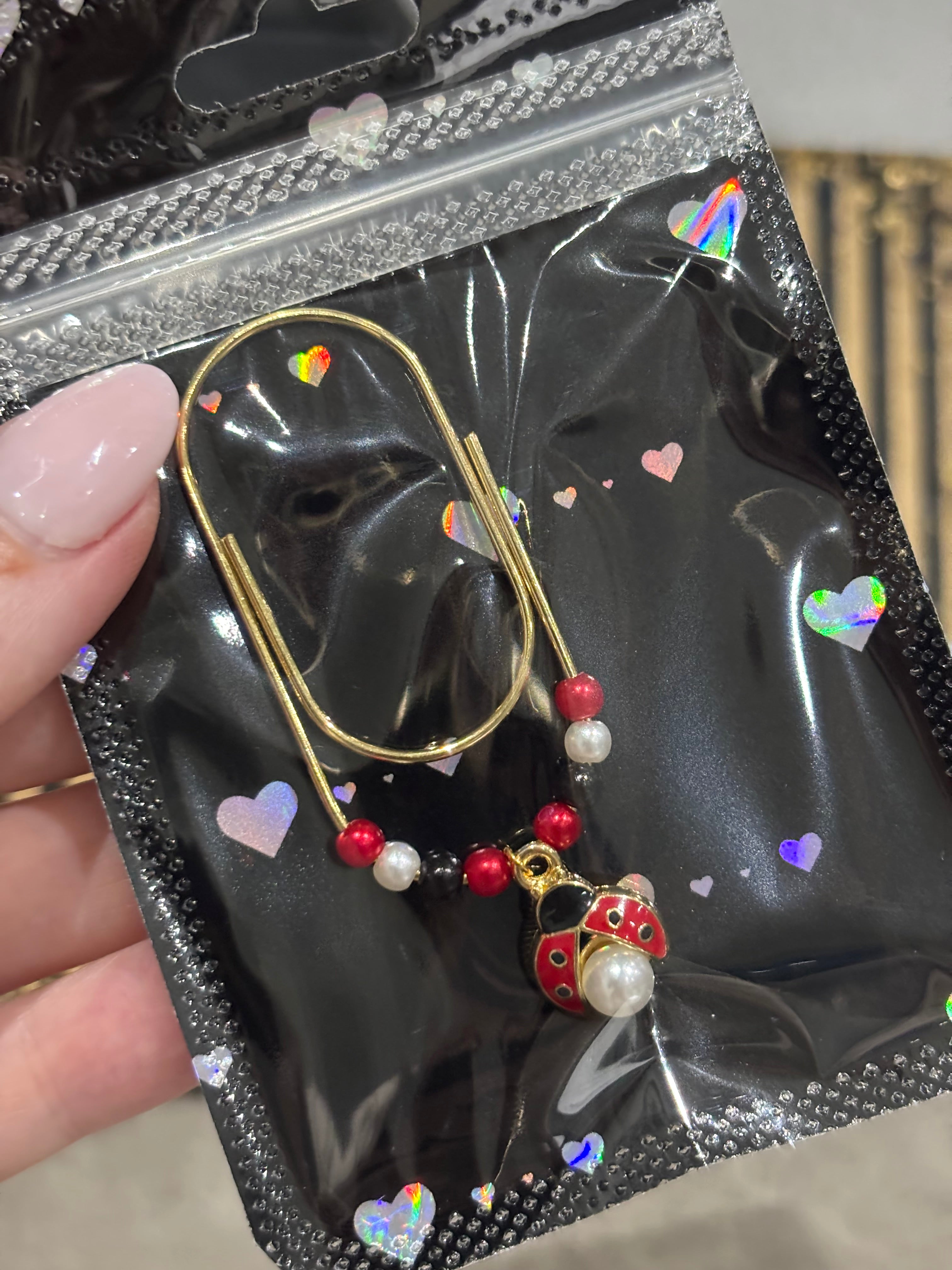 Ladybug binder clip charm