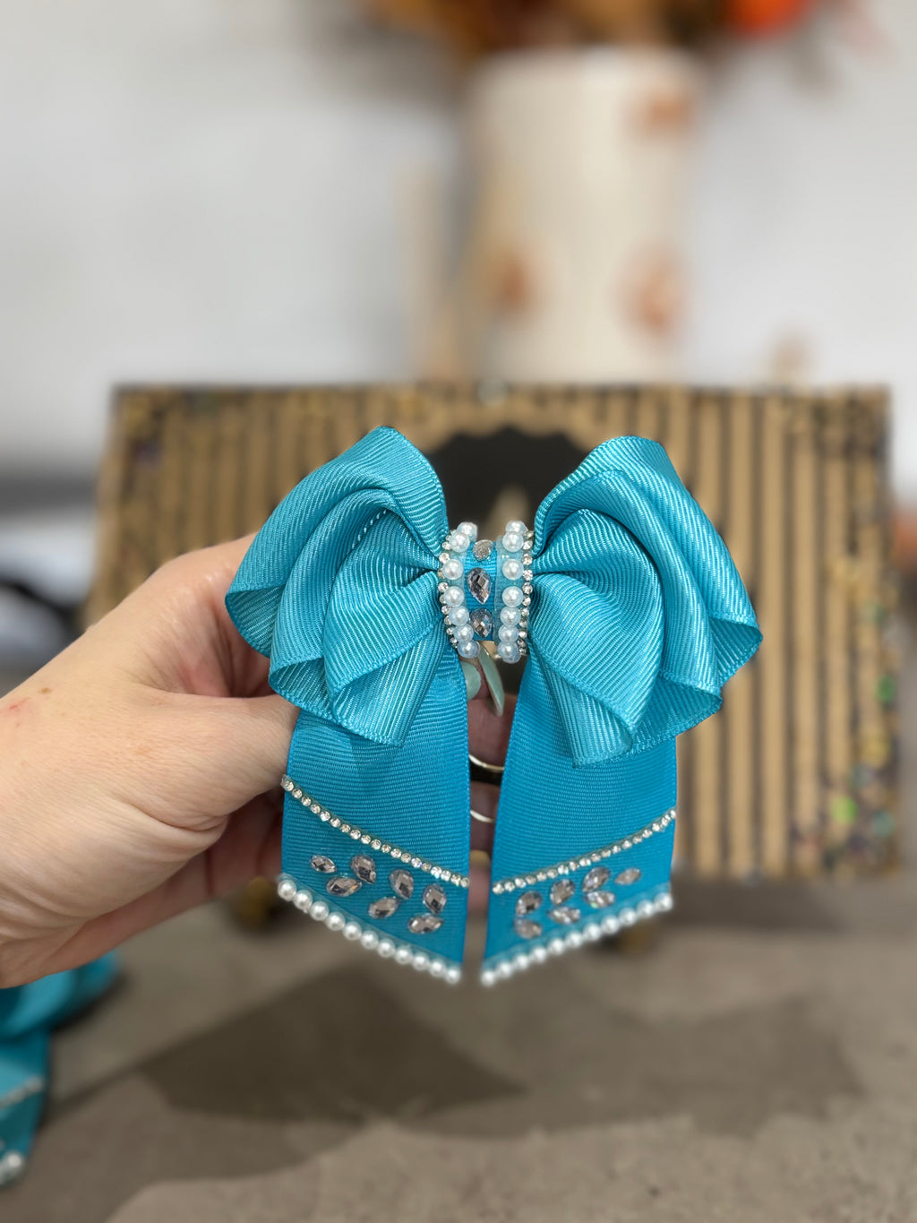 Blue binder bow clip