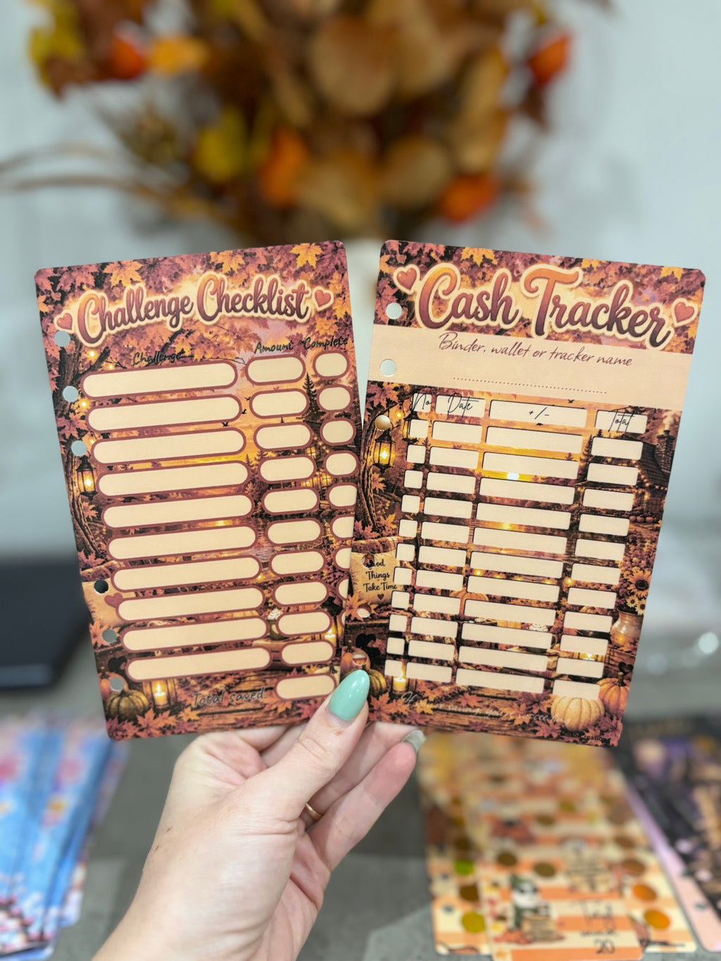 Autumn challenge checklist and cash tracker