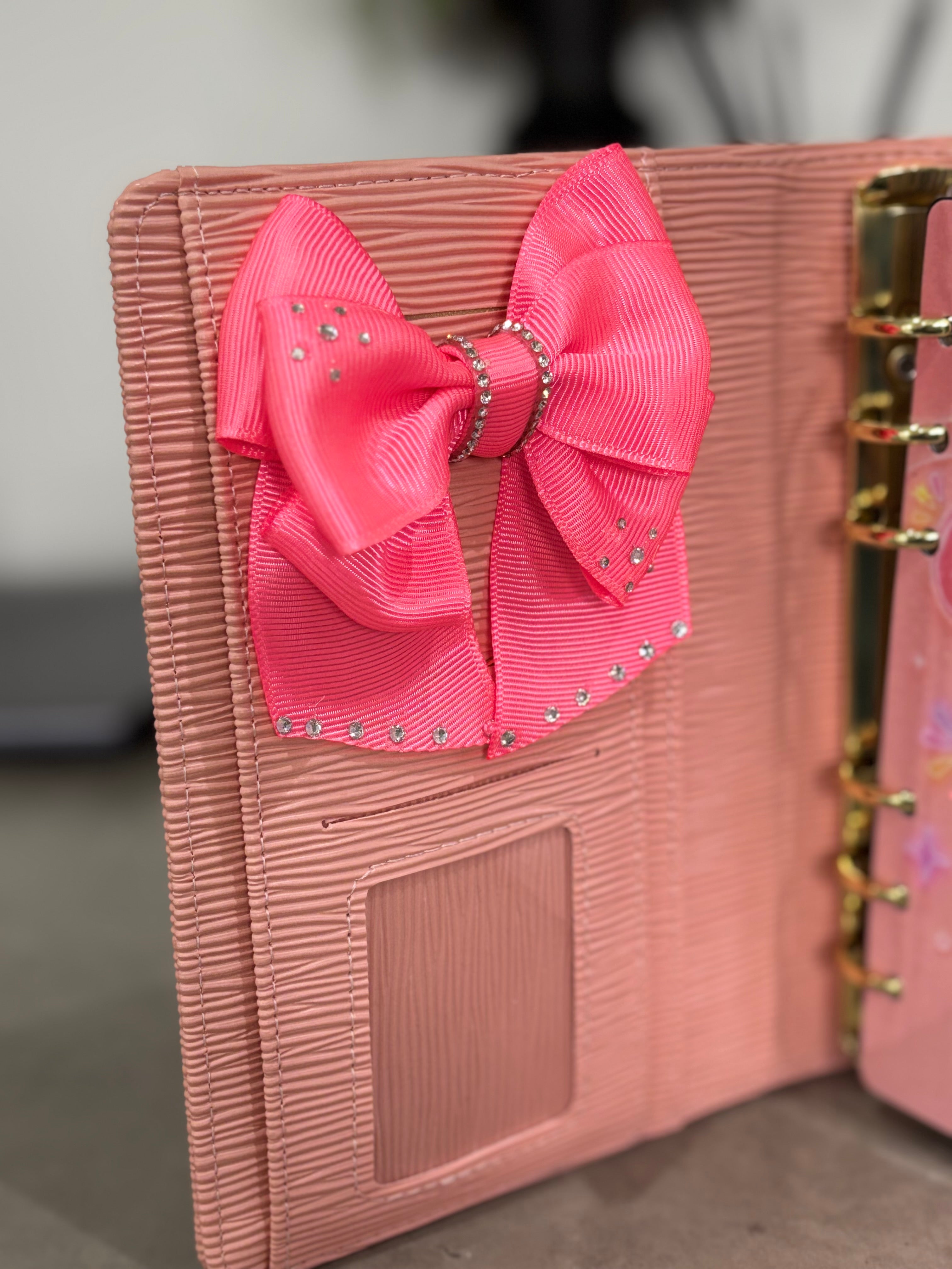 Pink bow binder clip
