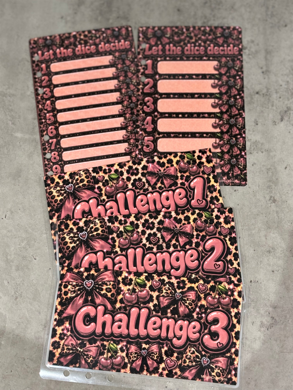 Leopard print double sided a6 binder wallets and matching dashboard, glossy finish. Option 1-6 or 1-10 Challenge wallets