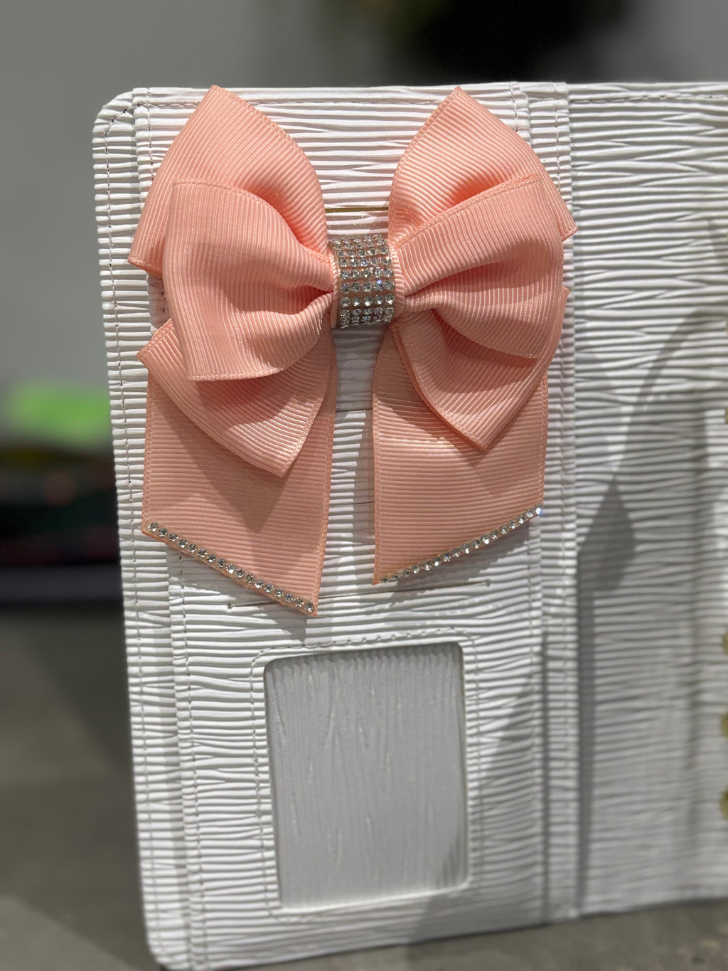 Pastel pink binder bow clip