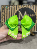 2 color green binder bow clip