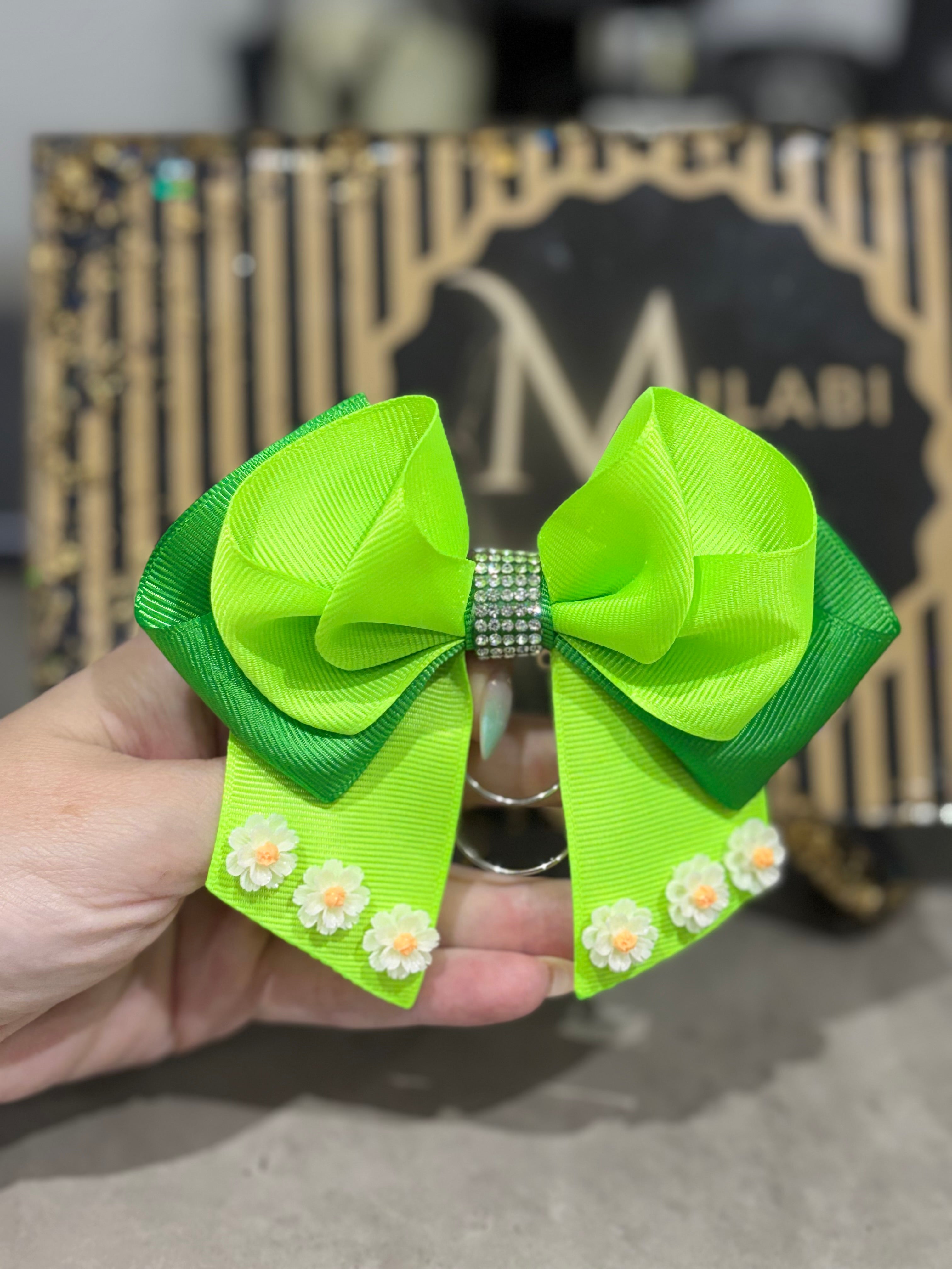 2 color green binder bow clip