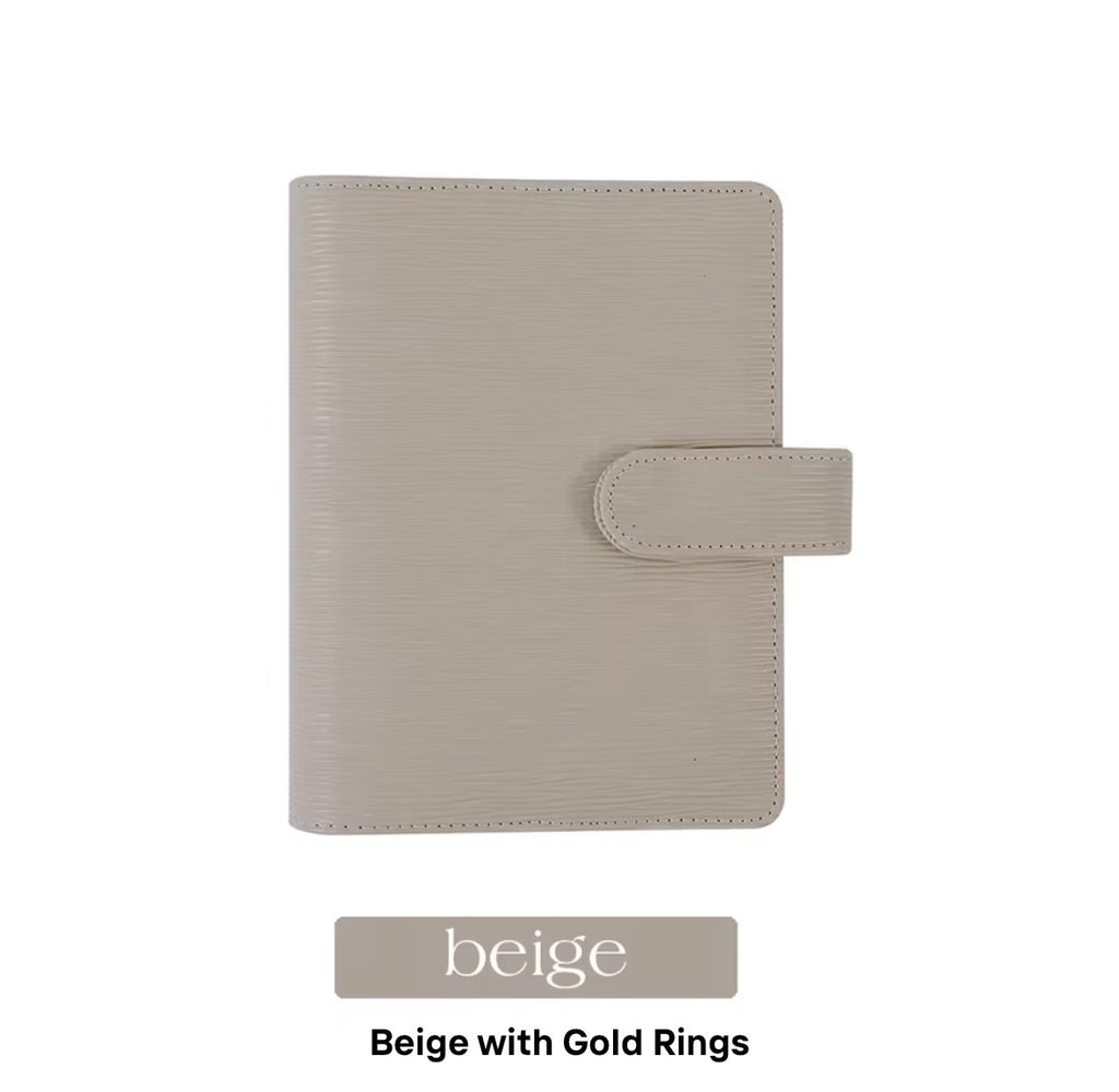 Beige luxury saffiano a6 binder
