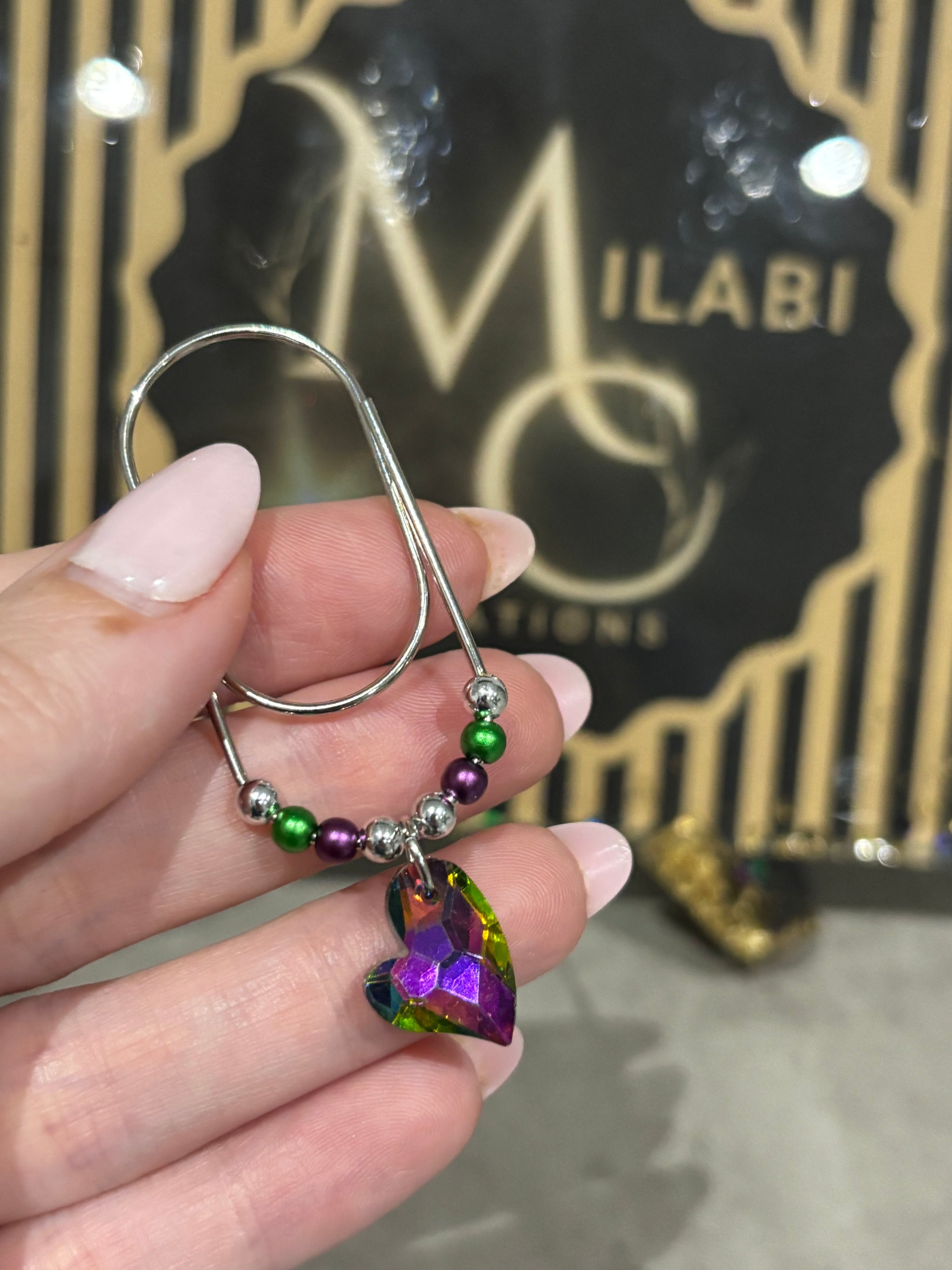 Crystal heart (green and purple)