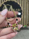Diamond butterfly (black, white, pink and green)