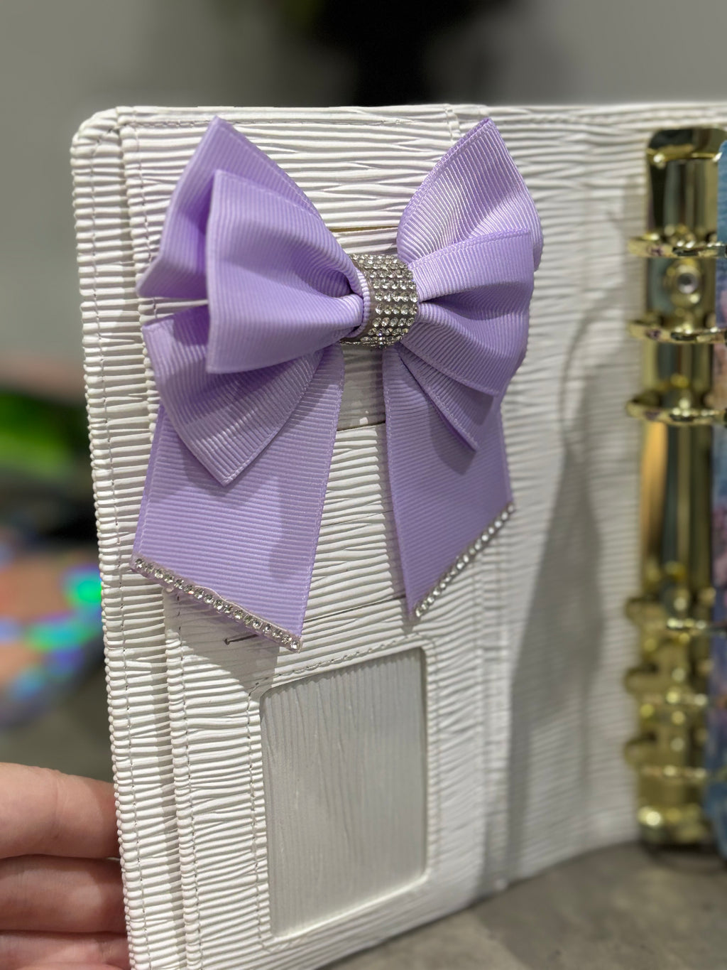 Pastel purple binder bow clip
