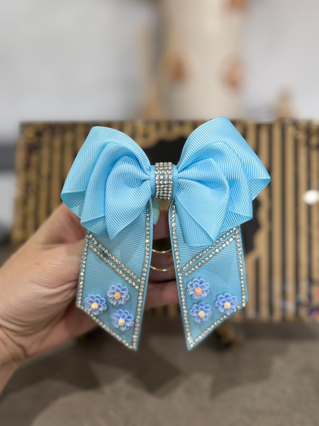 Baby blue binder bow clip