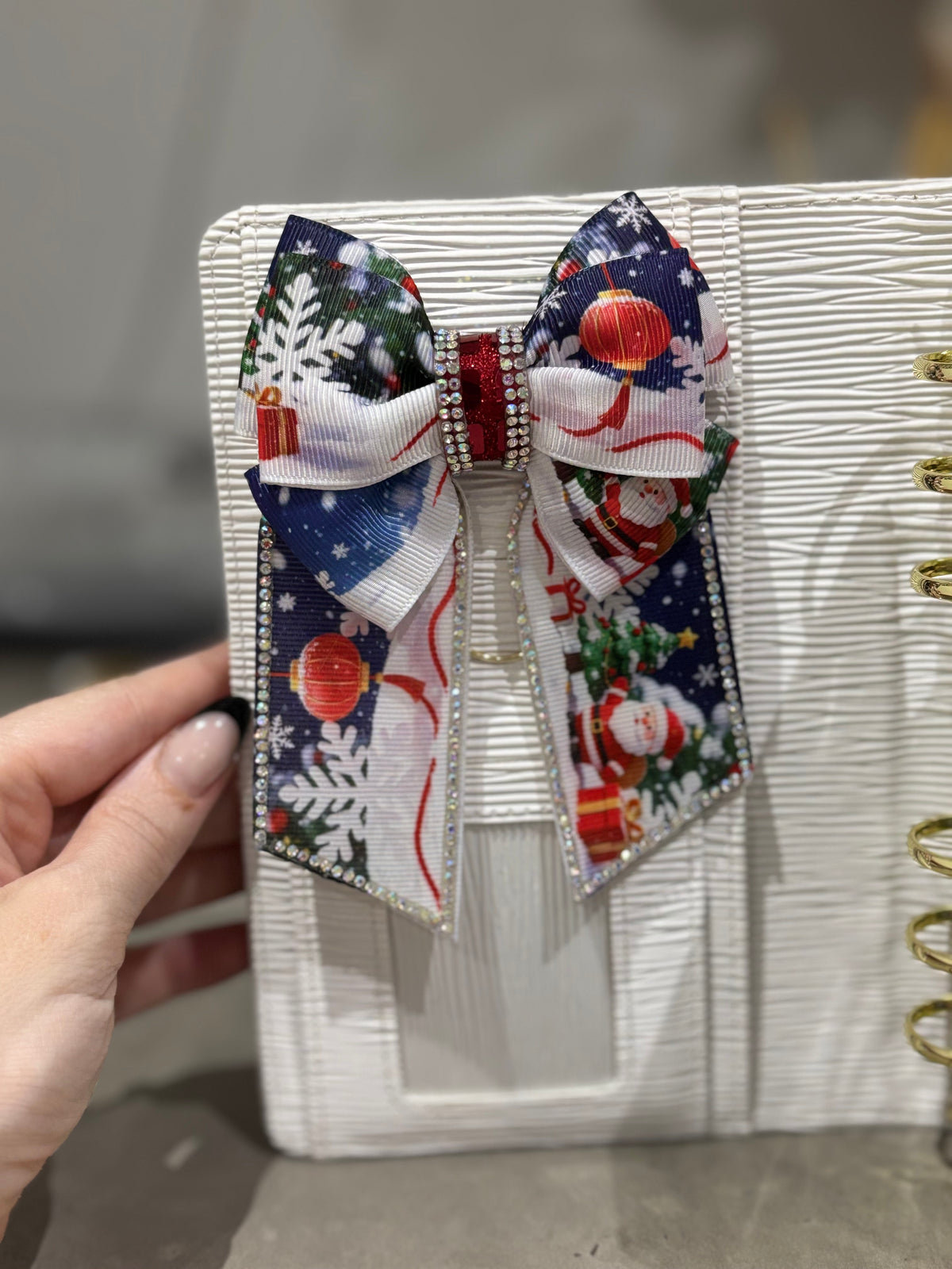 Christmas Santa binder bow clip