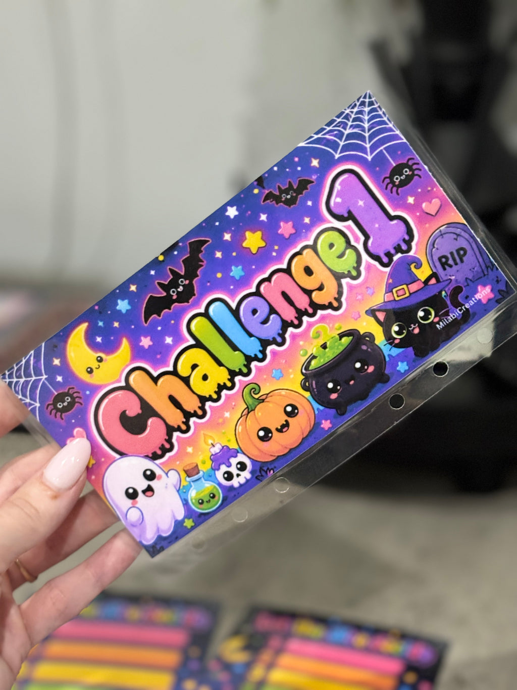 Cute spooky double sided a6 binder wallets and matching dashboard, glossy finish. Option 1-6 or 1-10 Challenge wallets