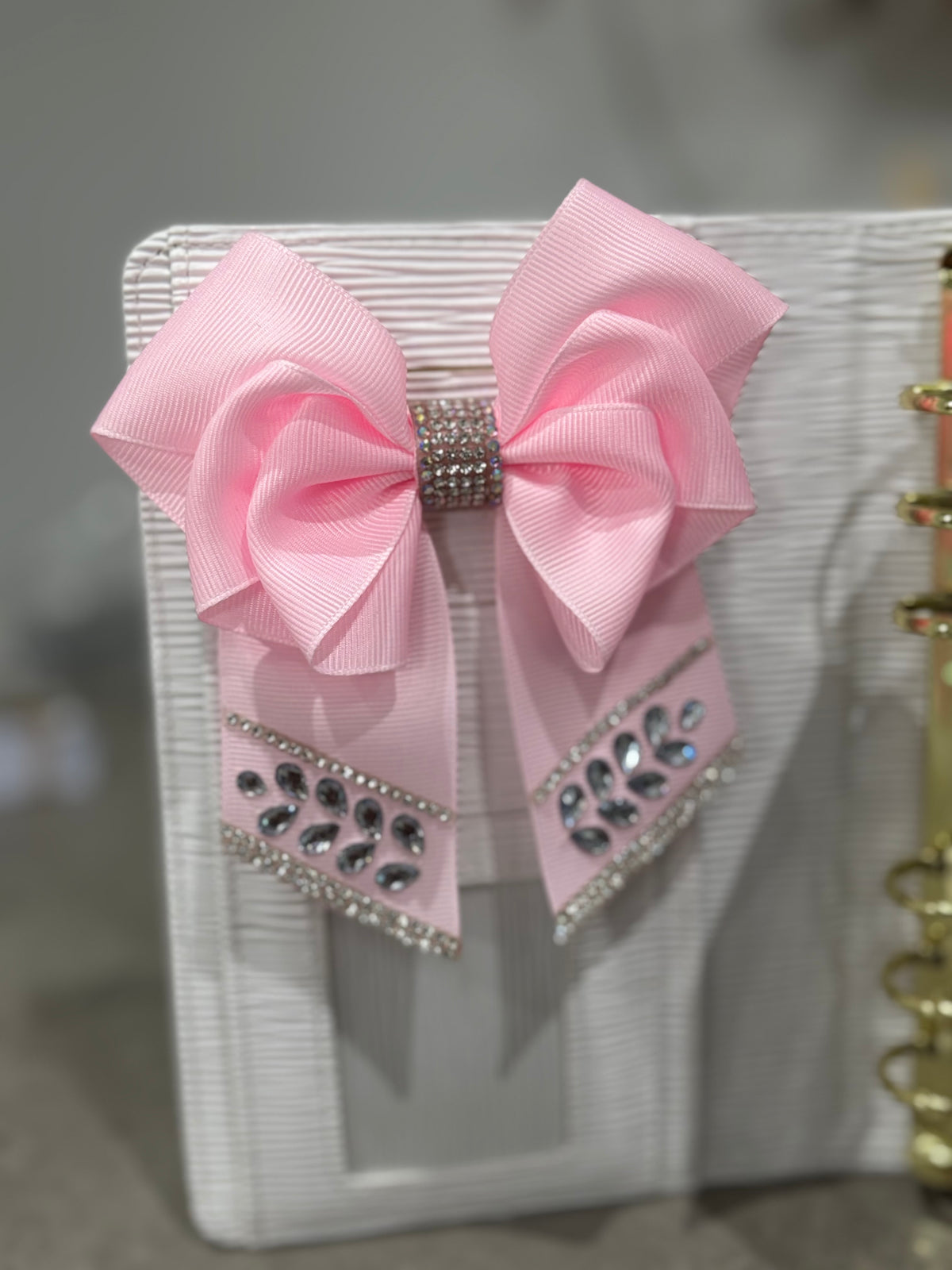 Baby pink binder bow clip