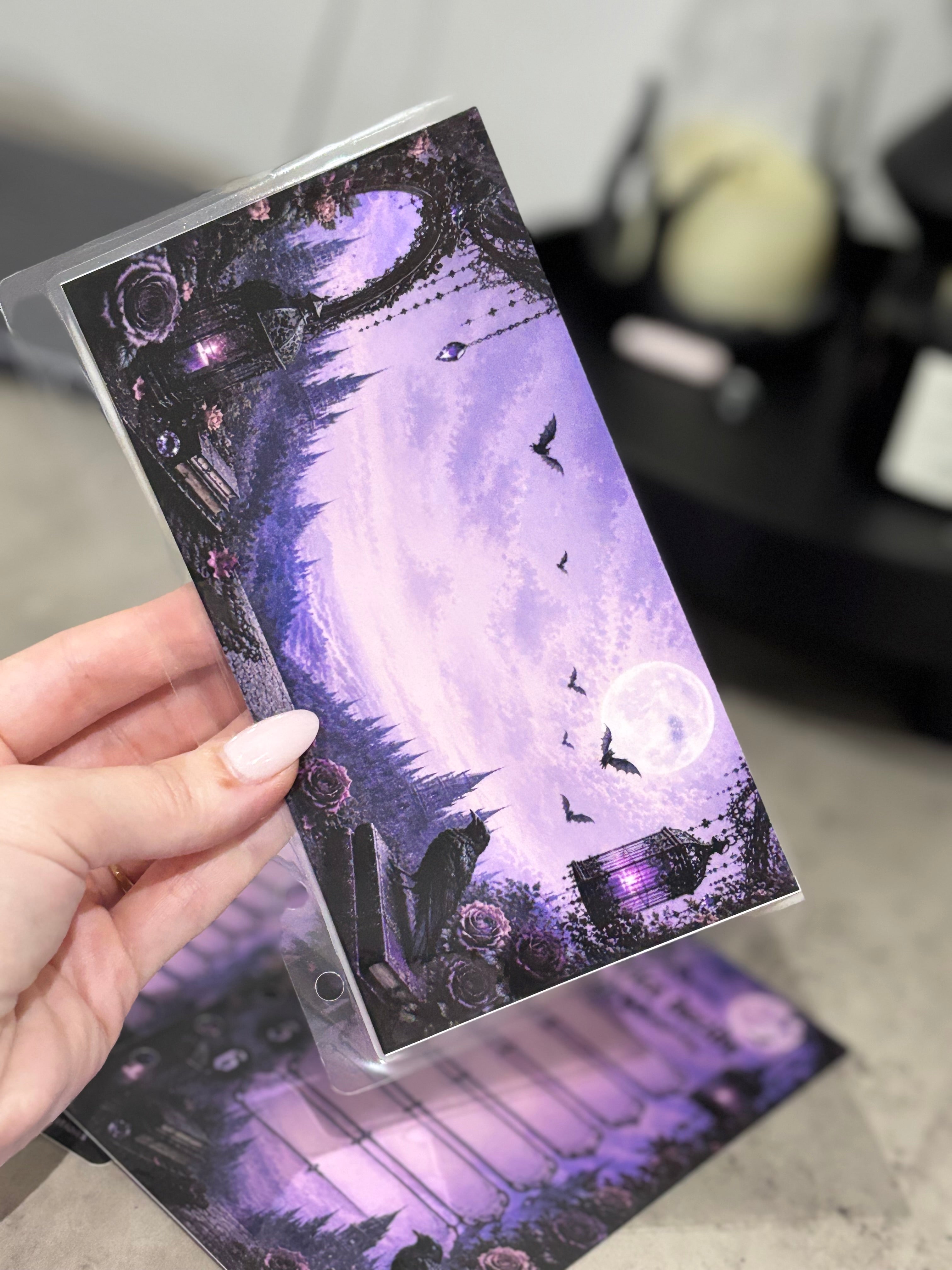 Gothic double sided a6 binder wallets and matching dashboard, glossy finish. Option 1-6 or 1-10 Challenge wallets
