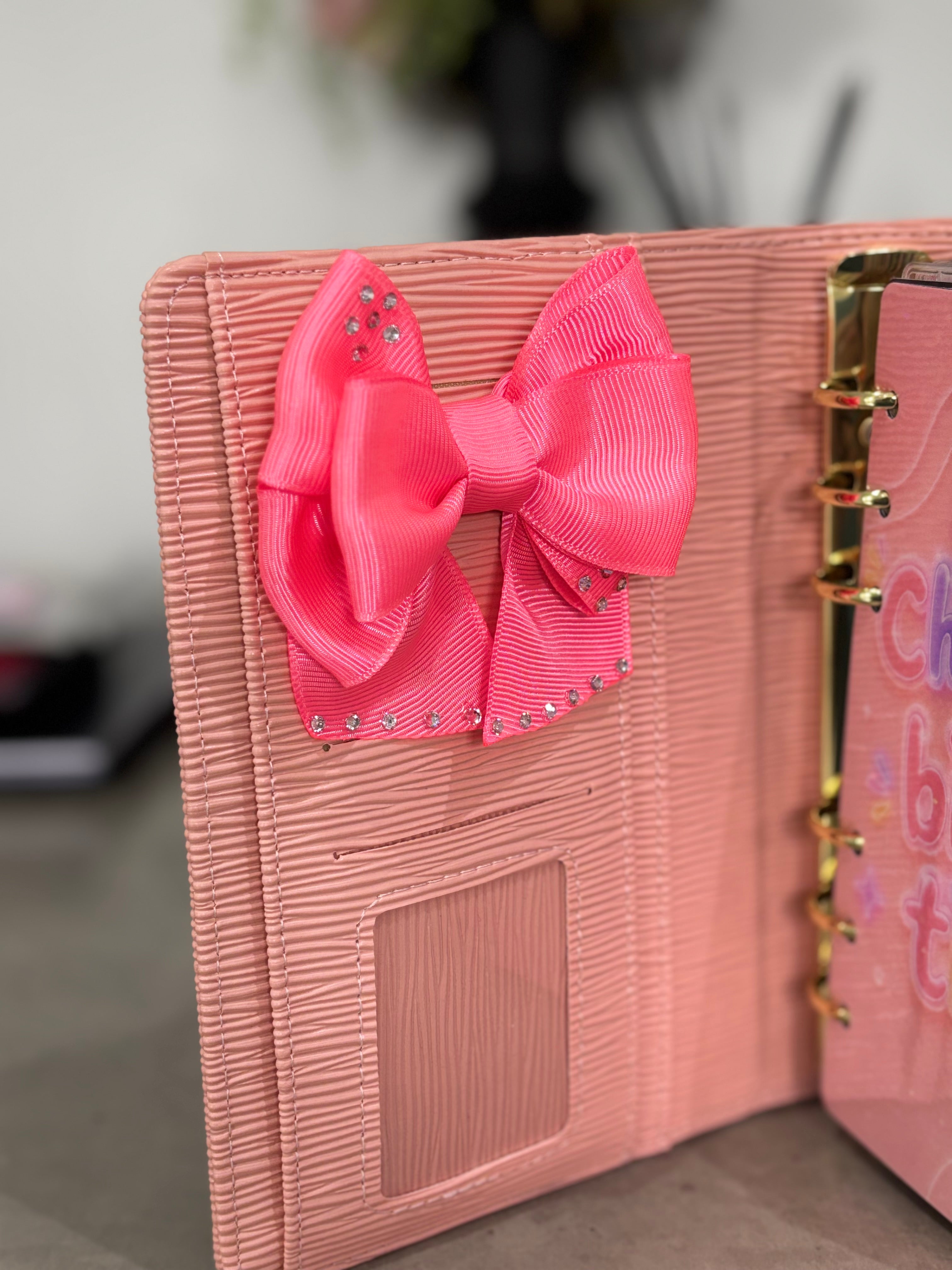 Pink bow binder clip