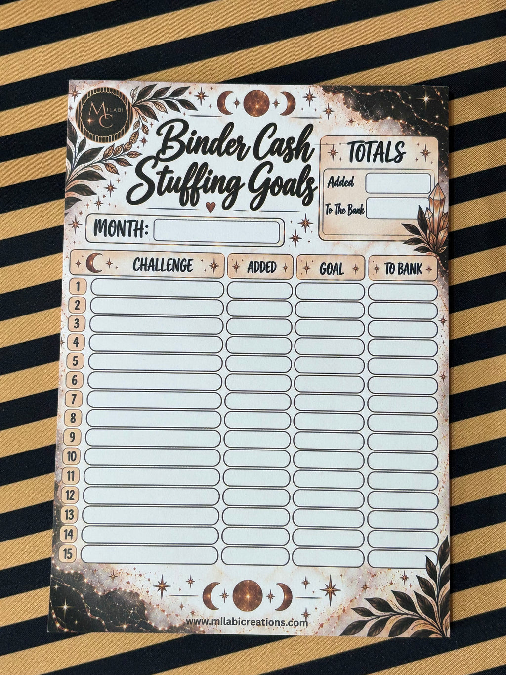 Binder Cash Stuffing Goals A5 size notepad
