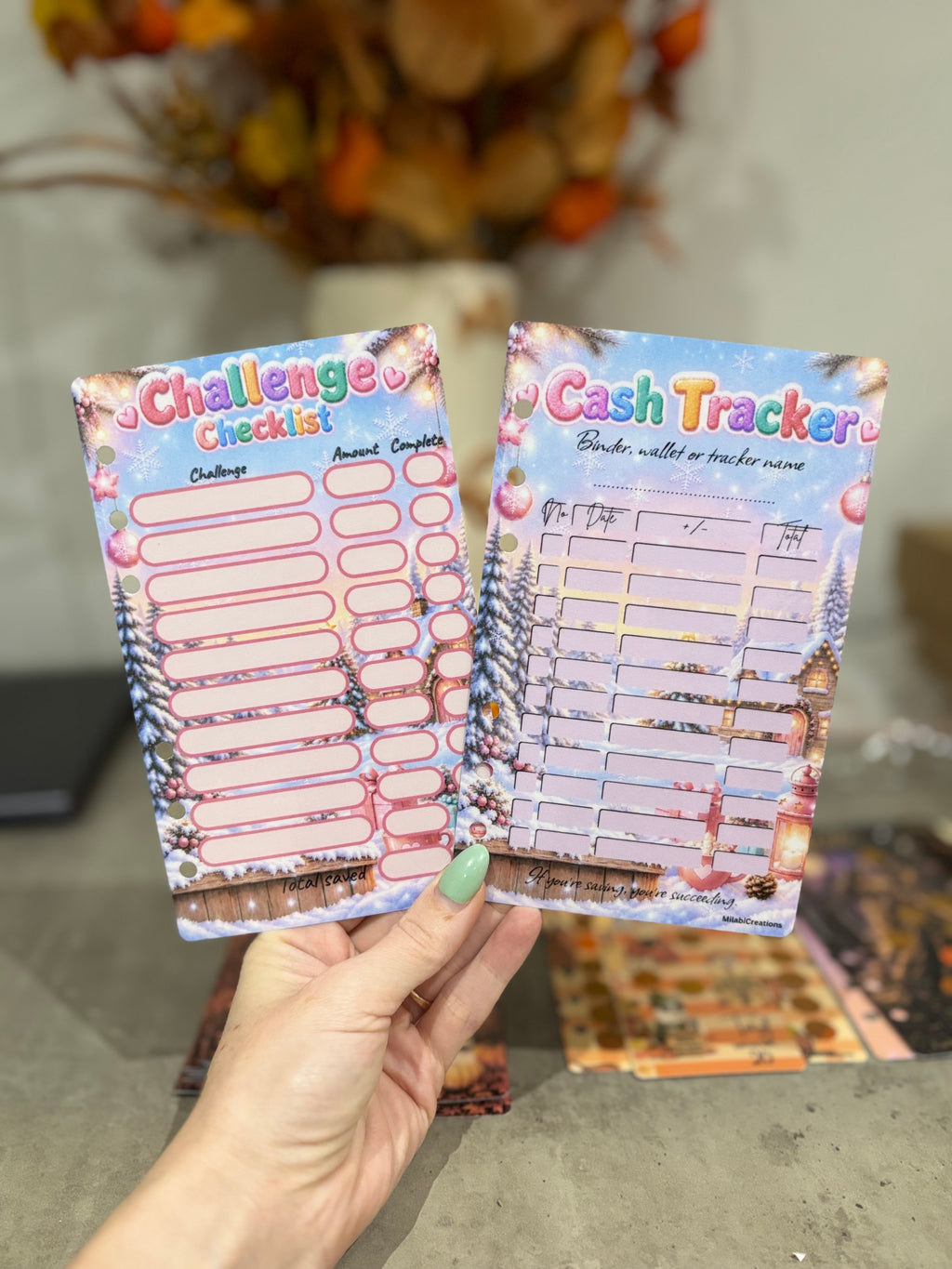 Winter - Christmas challenge checklist and cash tracker